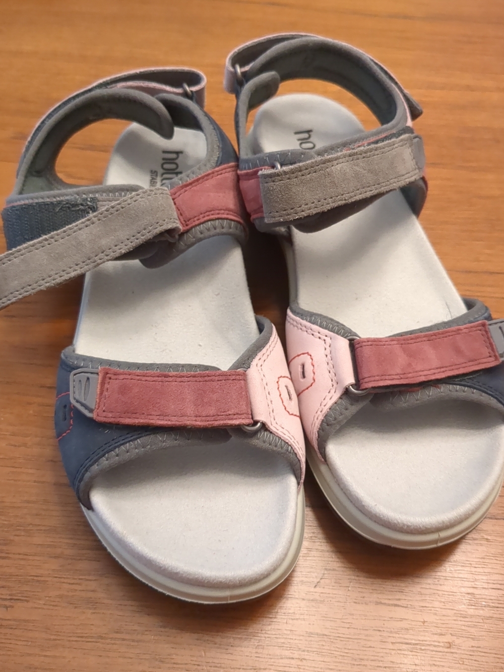 Inhotter Gray and Pink Strappy Velcro Sandals